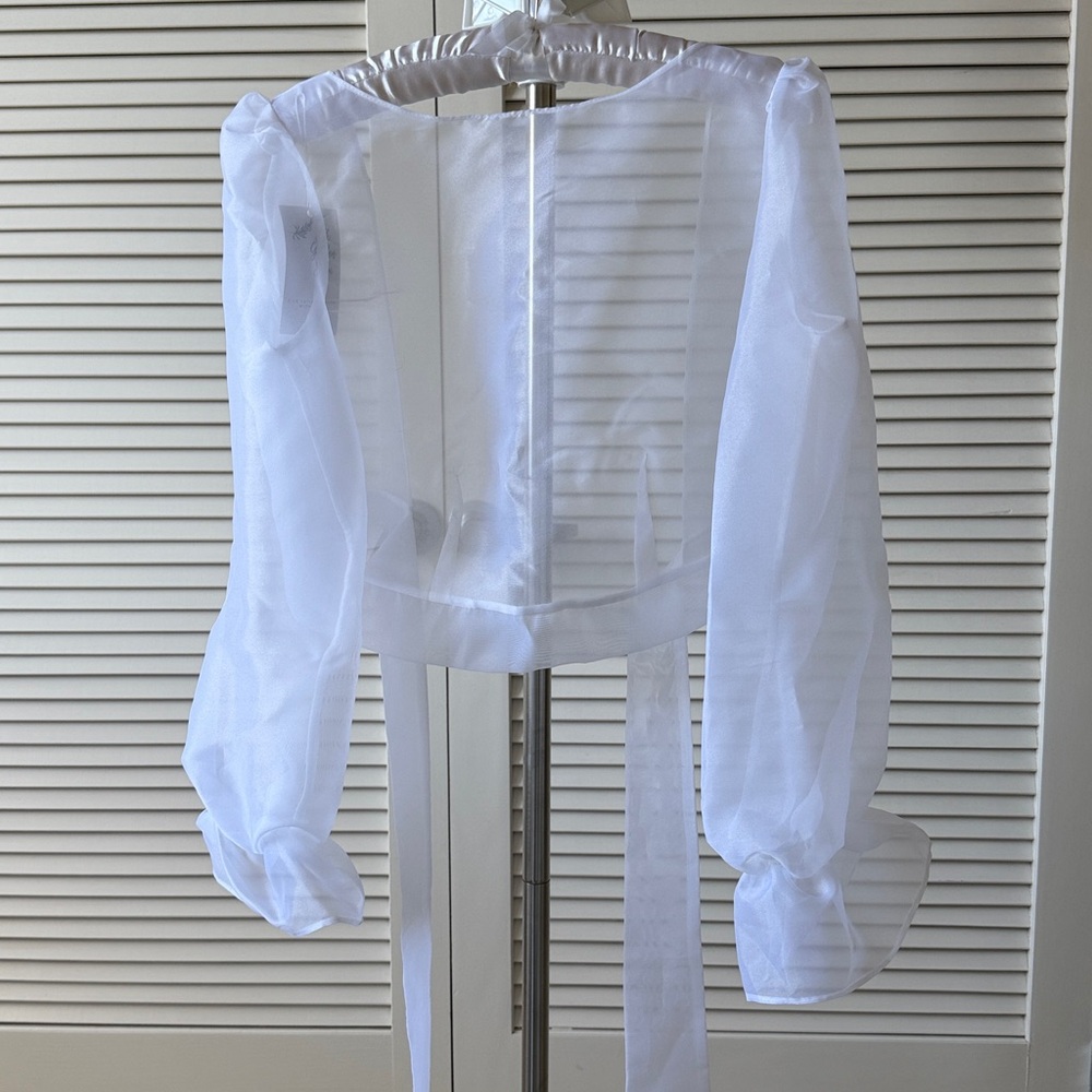 Wedding Dress Topper - Sheer White Long Sleeve Top